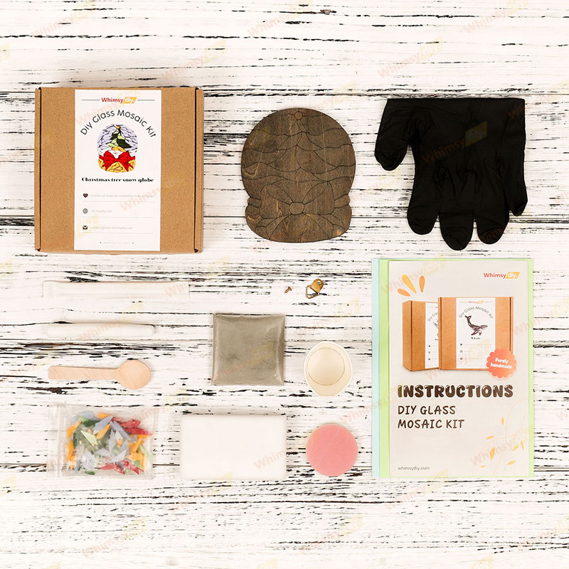 Christmas Tree Snow Globe Glass Mosaic Kit