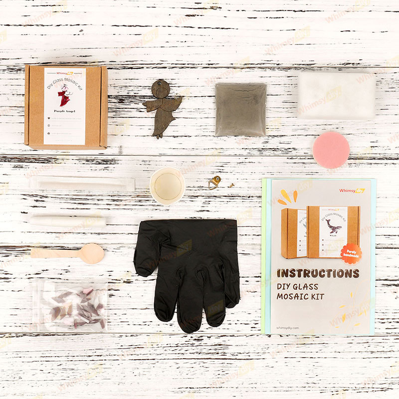 Purple Angel Christmas Ornaments Glass Mosaic Kit