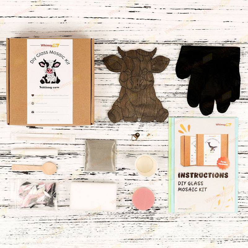 Sitting Cow Glass Mosaic Kit