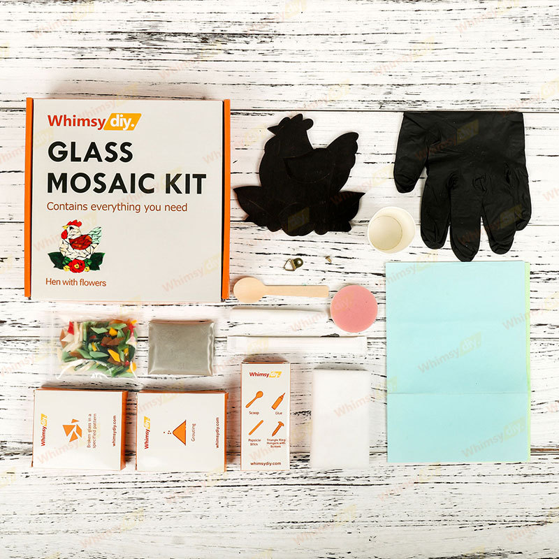 Whimsy DIY Hen with Flowers Glass Mosaic Kit Puzzles