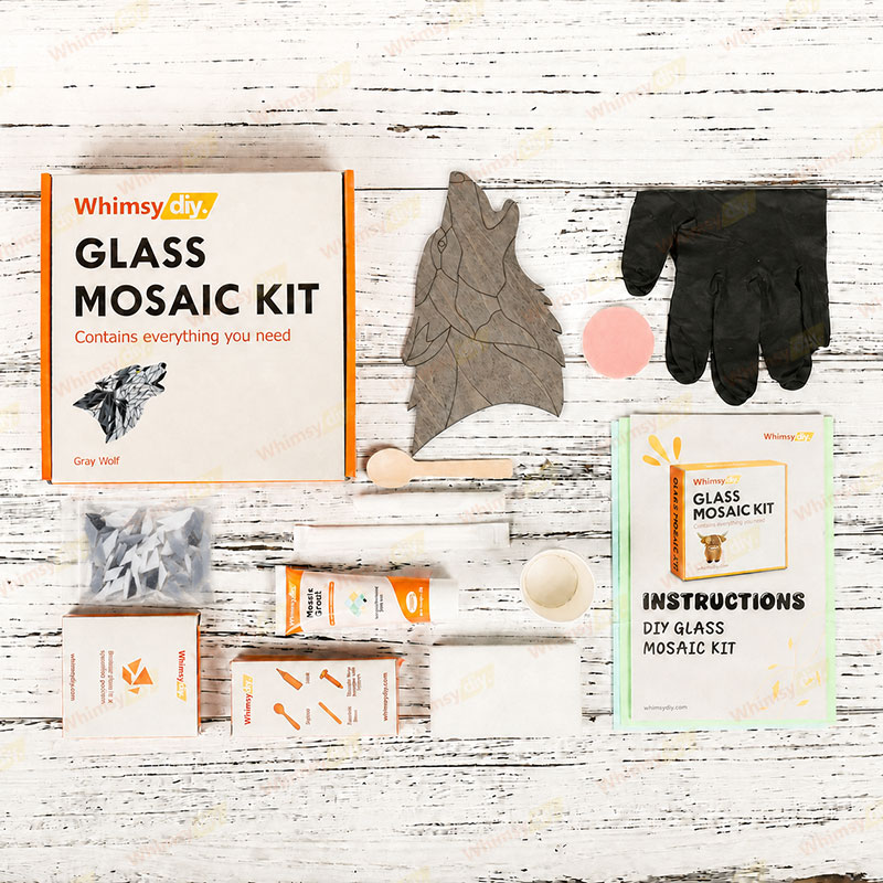 Whimsy DIY Gray Wolf Glass Mosaic Kit Puzzles