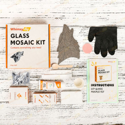 Whimsy DIY Gray Wolf Glass Mosaic Kit Puzzles