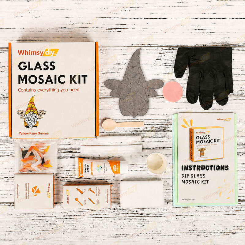 Whimsy DIY Yellow Fairy Gnome Glass Mosaic Kit Puzzles