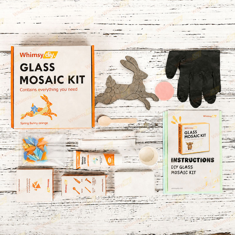 Whimsy DIY Spring Bunny-Orange Mosaic Kit Puzzles