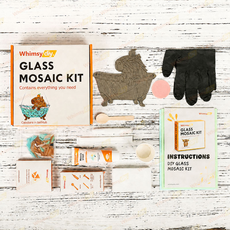 Whimsy DIY Capybara In Bathtub Glass Mosaic Kit Puzzles