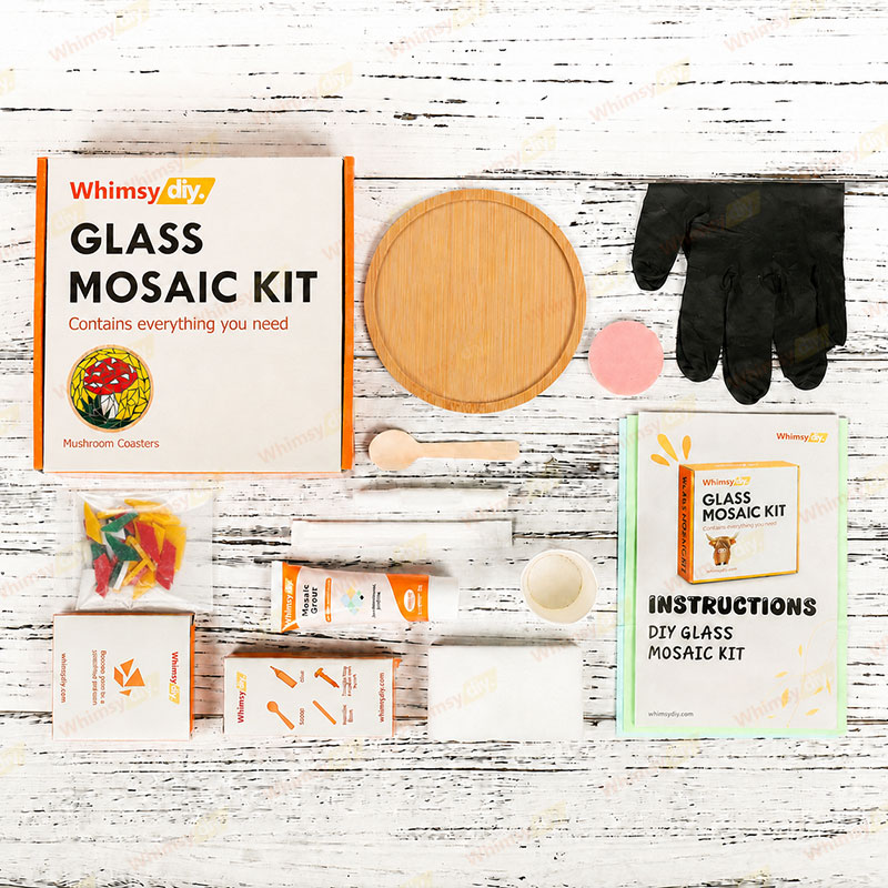 Whimsy DIY Mushroom Coaster Glass Mosaic Kit Puzzles