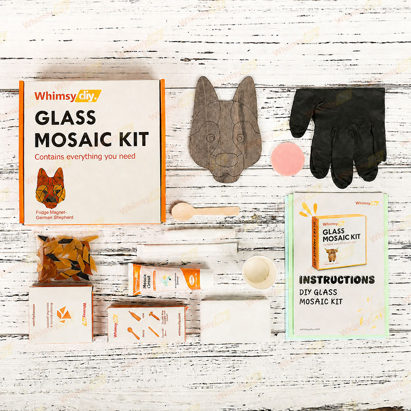 Whimsy DIY Fridge Magnet- German Shepherd Dog Glass Mosaic Kit Puzzles
