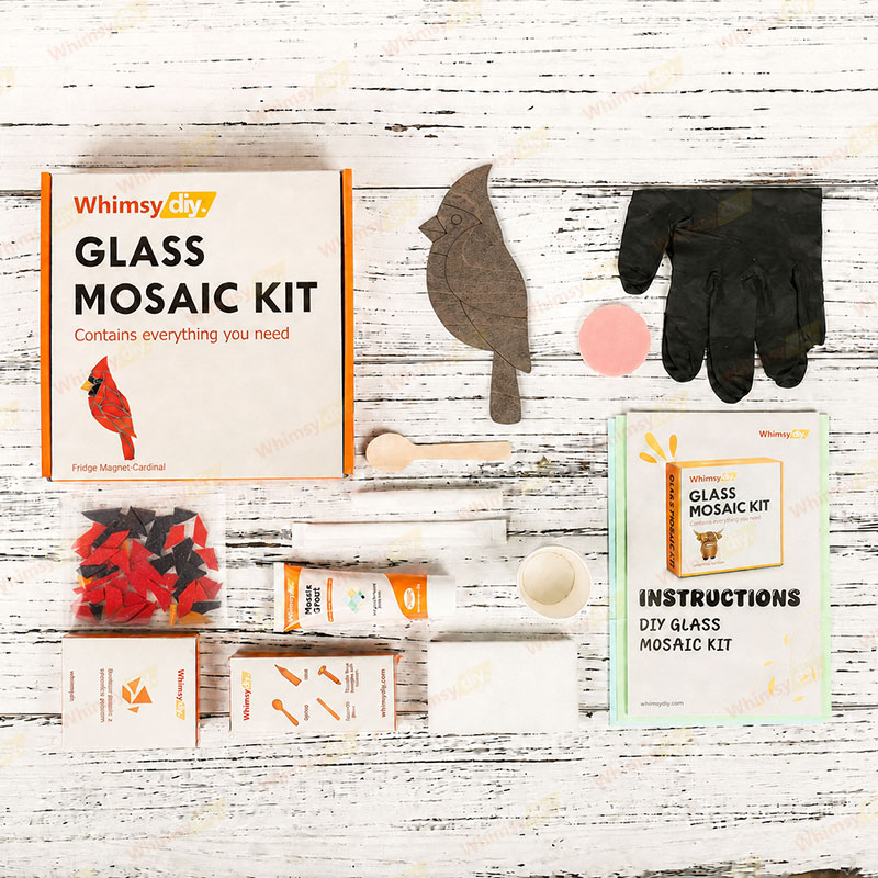Whimsy DIY Fridge Magnet- Cardinal Glass Mosaic Kit Puzzles