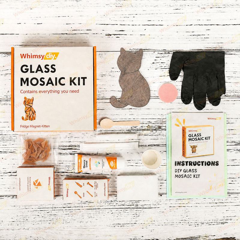 Whimsy DIY Fridge Magnet- Fridge Magnet-Kitten Glass Mosaic Kit Puzzles