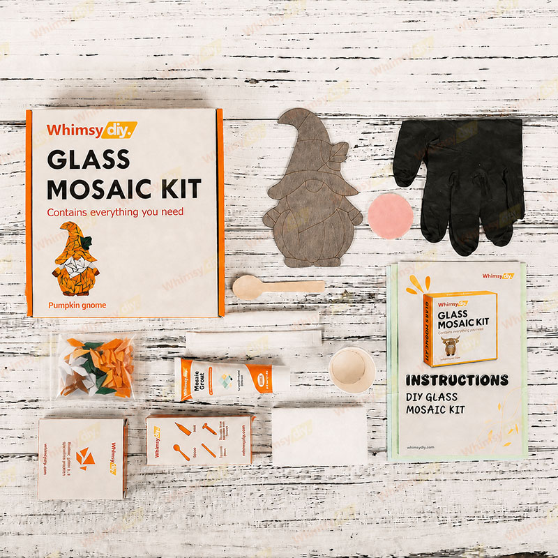 Whimsy DIY Pumpkin Gnome Glass Mosaic Kit Puzzles
