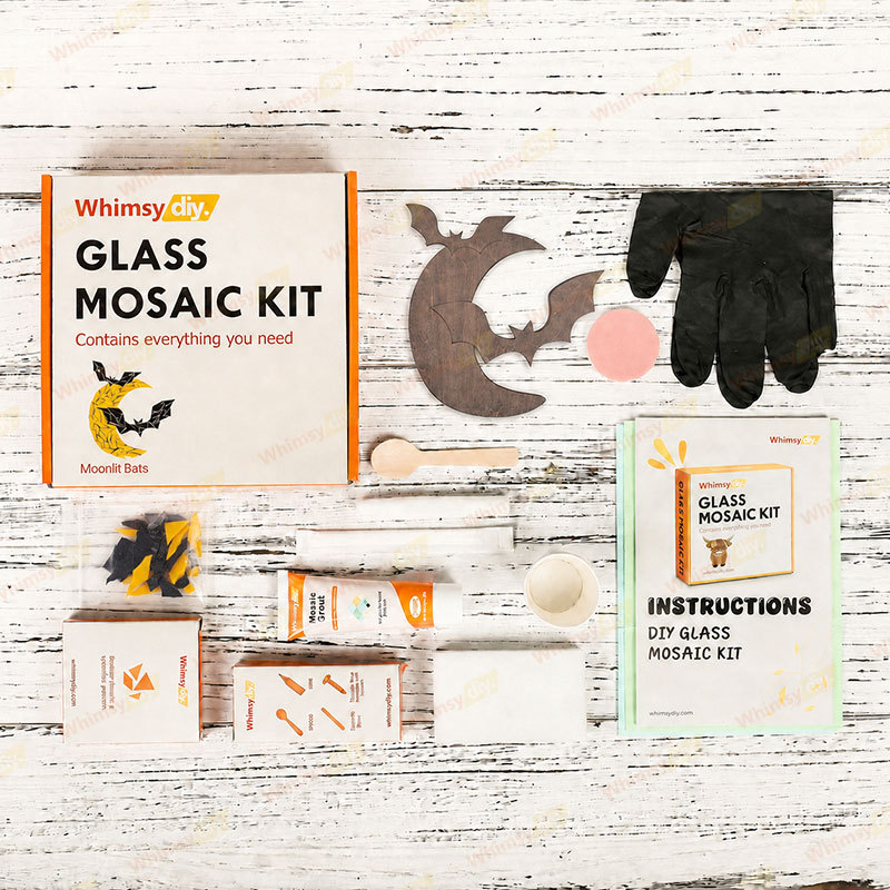 Whimsy DIY Moonlit Bats Glass Mosaic Kit Puzzles