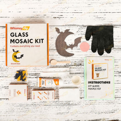 Whimsy DIY Moonlit Bats Glass Mosaic Kit Puzzles