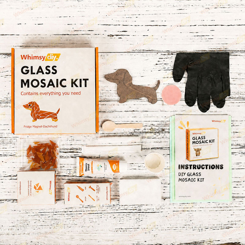 Whimsy DIY Fridge Magnet - Dachshund Glass Mosaic Kit Puzzles