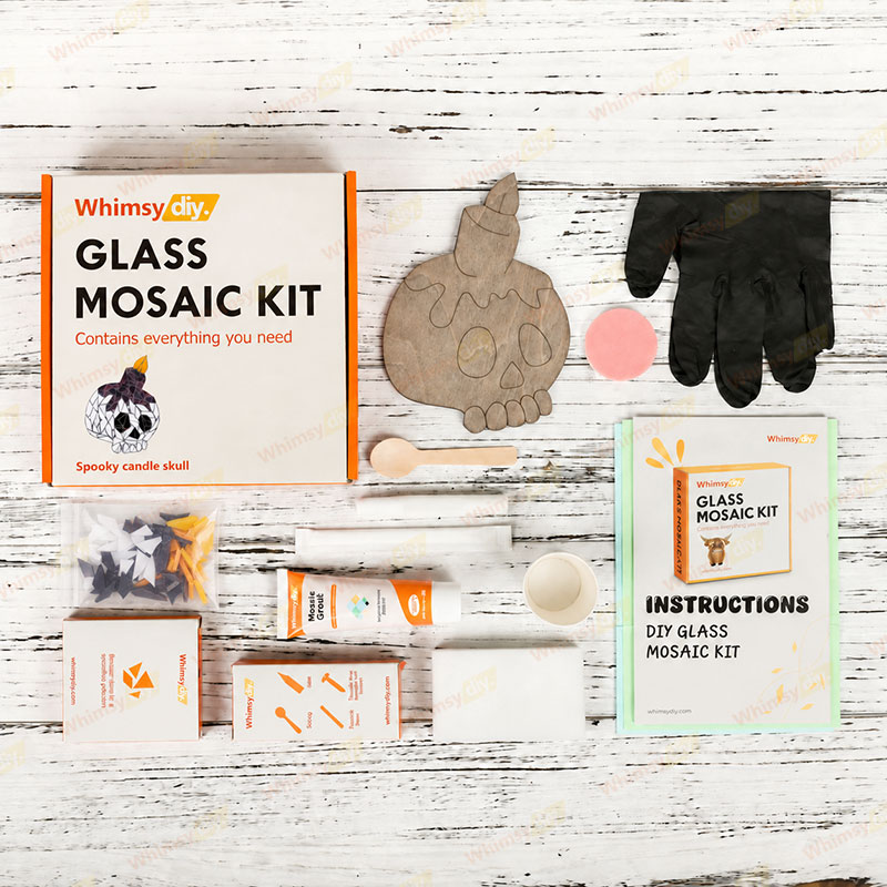 Whimsy DIY Spooky Candle Skull  Glass Mosaic Kit Puzzles