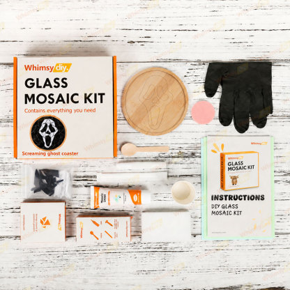 Whimsy DIY Screaming Ghost Coaster Glass Mosaic Kit Puzzles