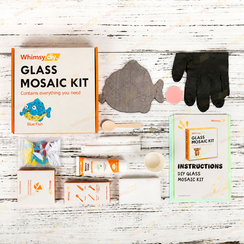 Whimsy DIY Blue Fish Glass Mosaic Kit Puzzles