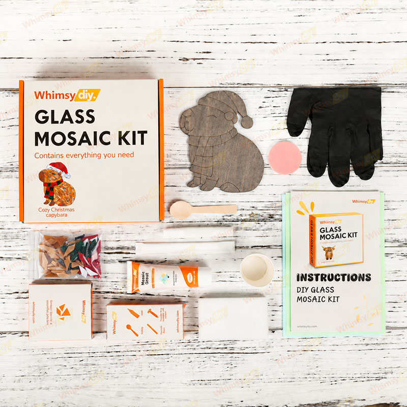 Whimsy DIY Cozy Christmas Capybara  Glass Mosaic Kit Puzzles
