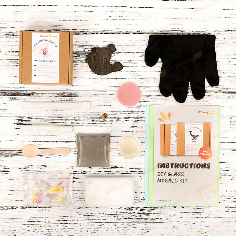 Winter Birds Christmas Ornaments Glass Mosaic Kit - Style 4