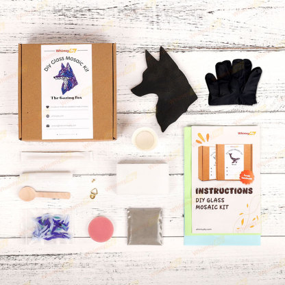 Gazing Fox Glass Mosaic Kit | DIY Arts & Crafts Kit for Adults