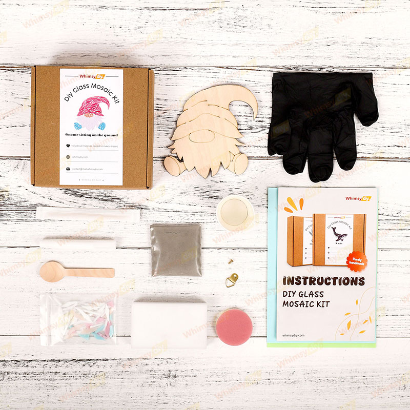 Gnome sitting on the ground Glass Mosaic Kit | DIY Arts & Crafts Kit for