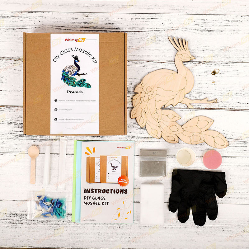 Peacock Glass Mosaic Kit | DIY Arts & Crafts Kit for Adults