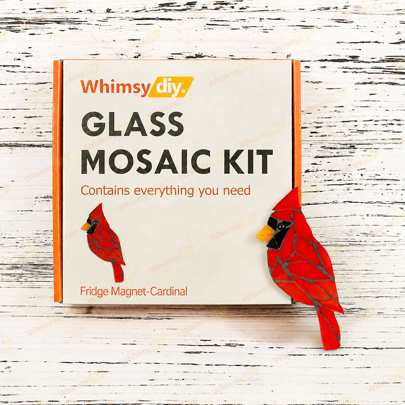 Whimsy DIY Fridge Magnet- Cardinal Glass Mosaic Kit Puzzles