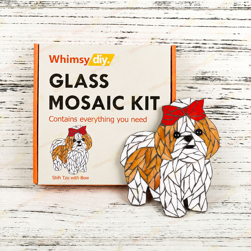 Whimsy DIY Shih Tzu with Bow Dog Glass Mosaic Kit Puzzles