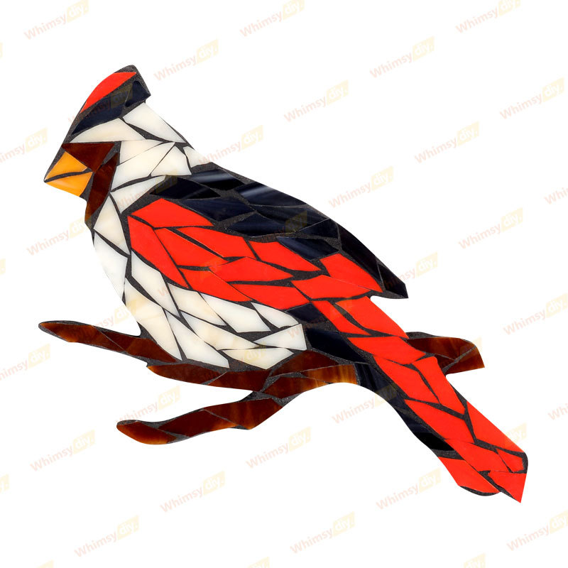 Whimsy DIY Lady Cardinal Bird Glass Mosaic Kit Puzzles
