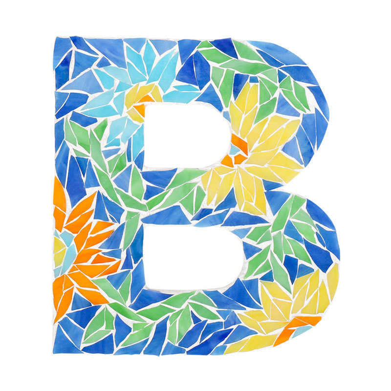 Whimsy DIY Blue Floral Patterned Letters-B Glass Mosaic Kit Puzzles