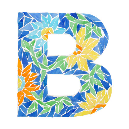 Whimsy DIY Blue Floral Patterned Letters-B Glass Mosaic Kit Puzzles