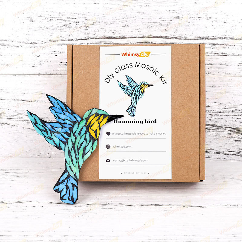 A beautiful hummingbird created from a glass mosaic kit