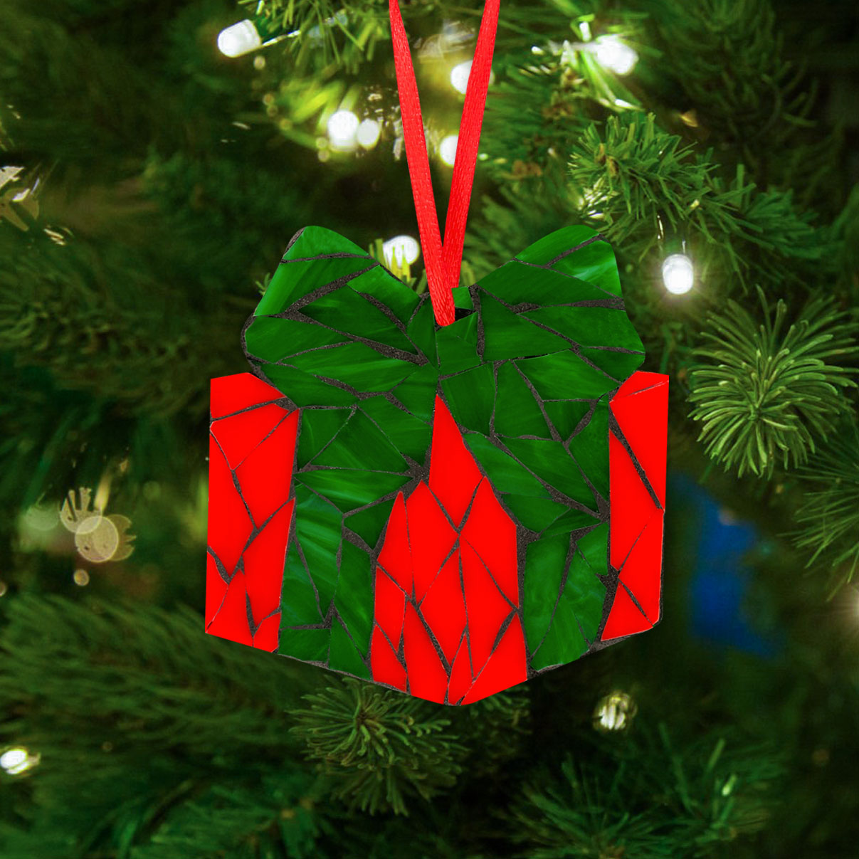 Gift Box Christmas Ornaments Glass Mosaic Kit