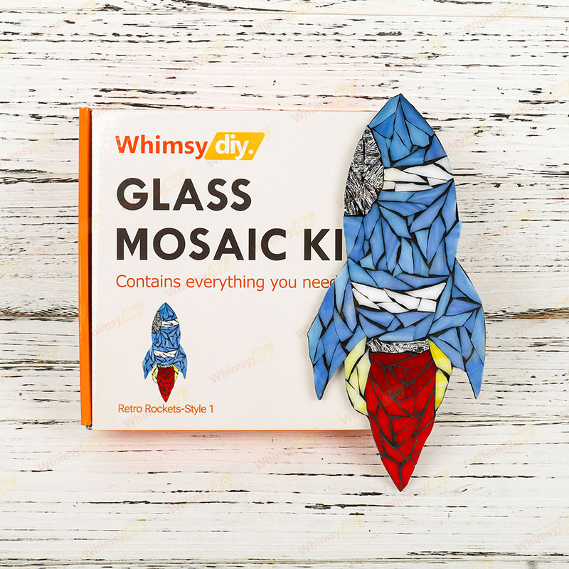 Whimsy DIY Retro Rocket Style 1 Glass Mosaic Kit Puzzles