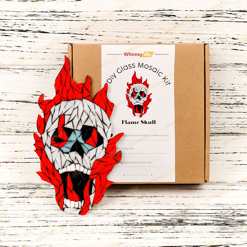 Flame Skull Glass Mosaic Kit
