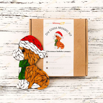 Christmas Holiday Puppy Glass Mosaic Kit