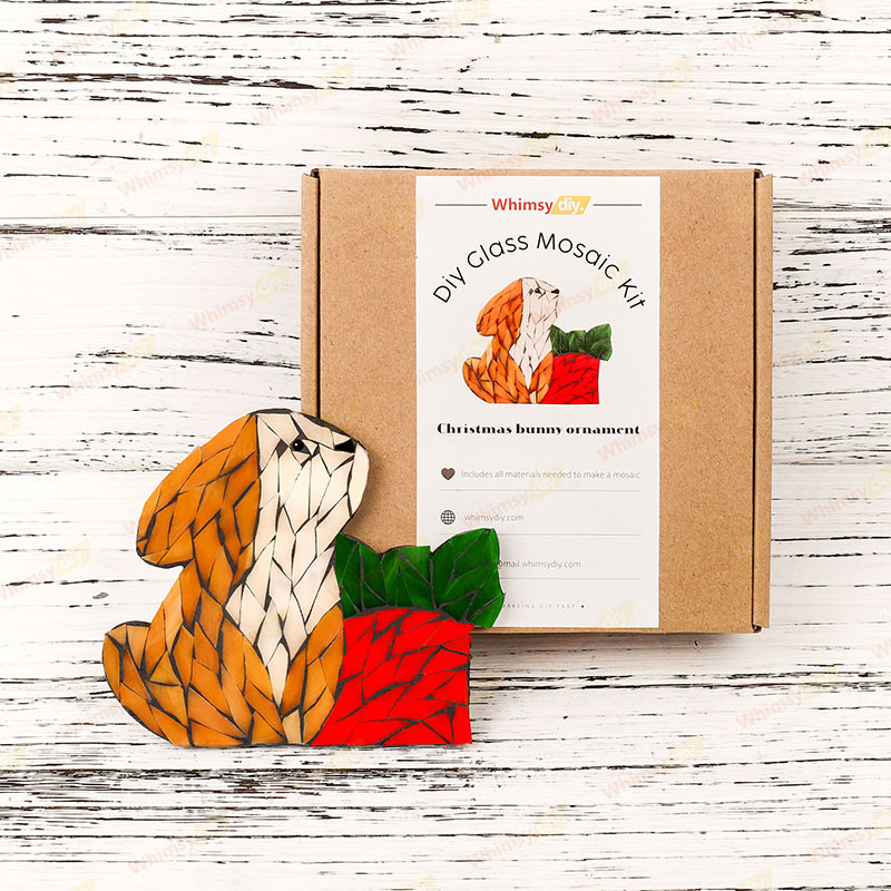 Christmas Bunny Ornament Glass Mosaic Kit