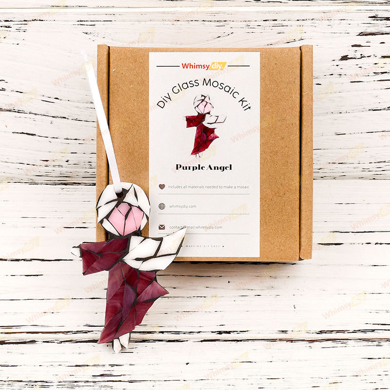 Purple Angel Christmas Ornaments Glass Mosaic Kit