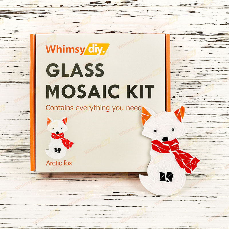 Whimsy DIY Arctic Fox Glass Mosaic Kit Puzzles