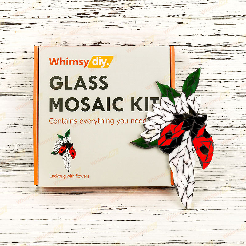 Whimsy DIY Ladybug With Flowers Glass Mosaic Kit Puzzles