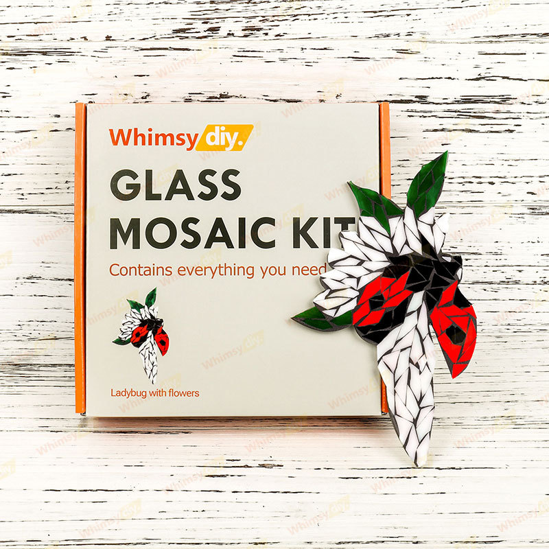 Whimsy DIY Ladybug With Flowers Glass Mosaic Kit Puzzles