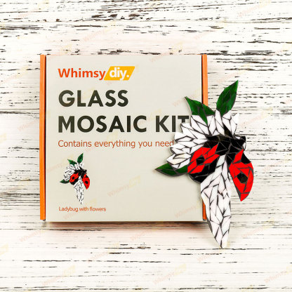 Whimsy DIY Ladybug With Flowers Glass Mosaic Kit Puzzles