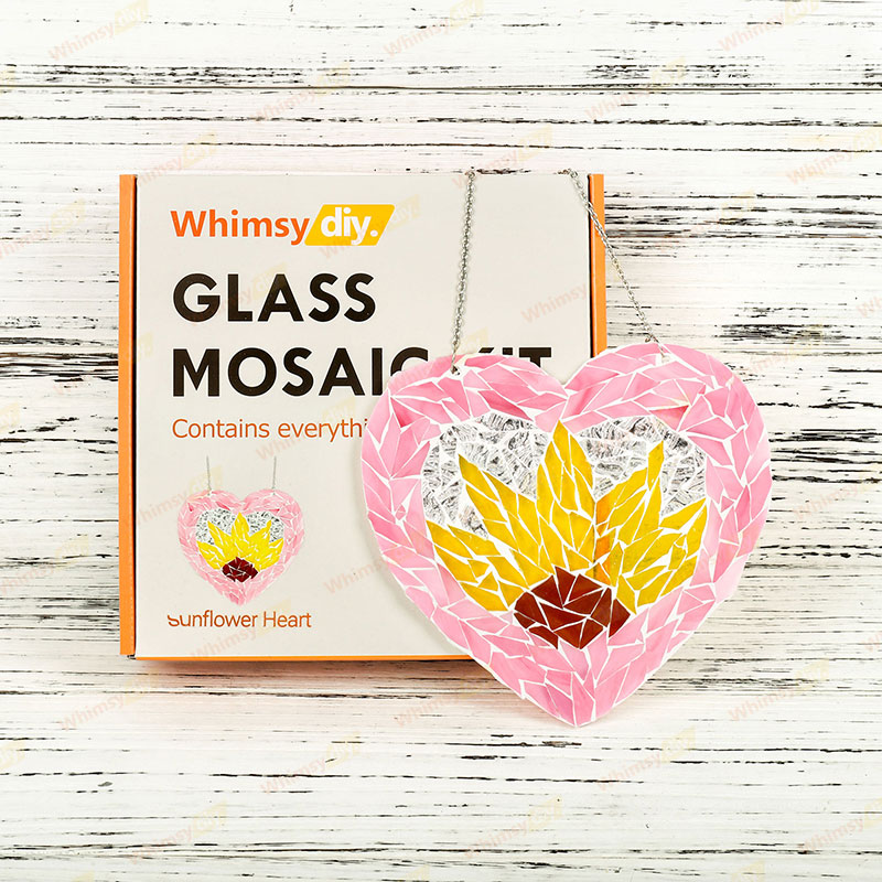 Whimsy DIY Sunflower Heart Glass Mosaic Kit Puzzles