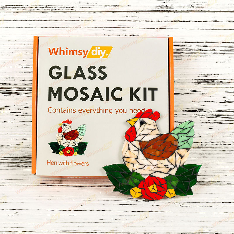 Whimsy DIY Hen with Flowers Glass Mosaic Kit Puzzles