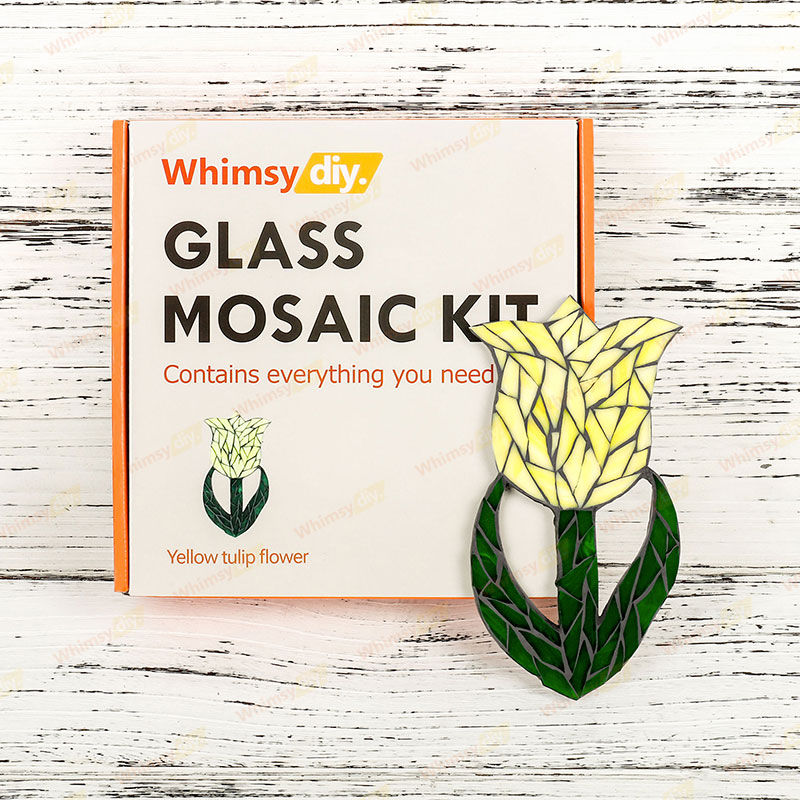 Whimsy DIY Yellow Tulip Flower Glass Mosaic Kit Puzzles