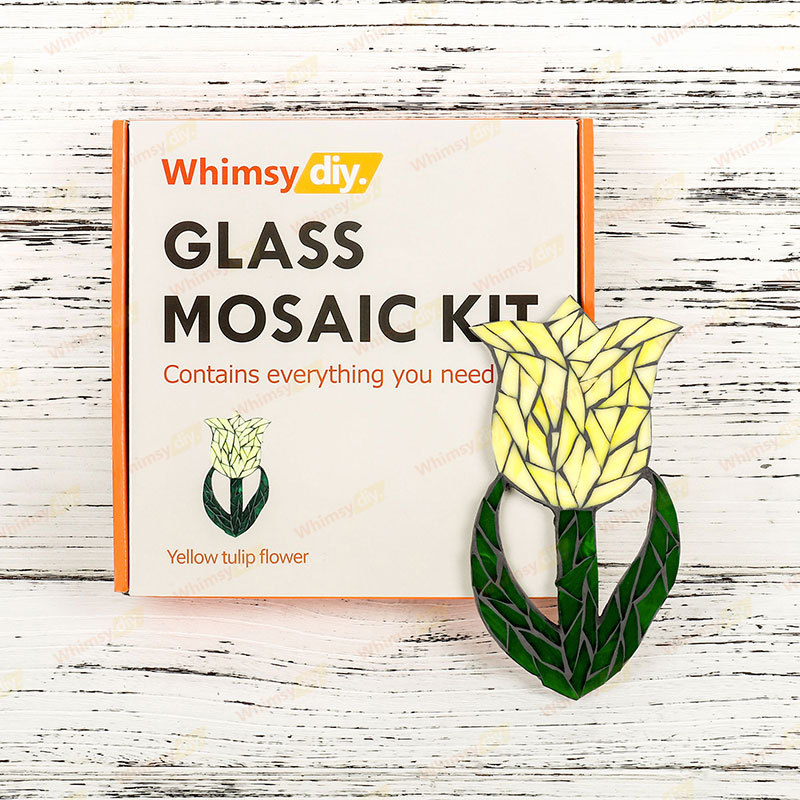 Whimsy DIY Yellow Tulip Flower Glass Mosaic Kit Puzzles