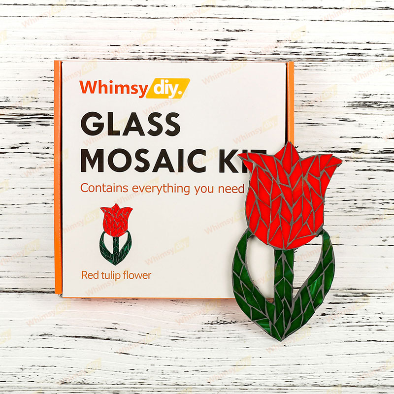 Whimsy DIY Red Tulip Flower Glass Mosaic Kit Puzzles
