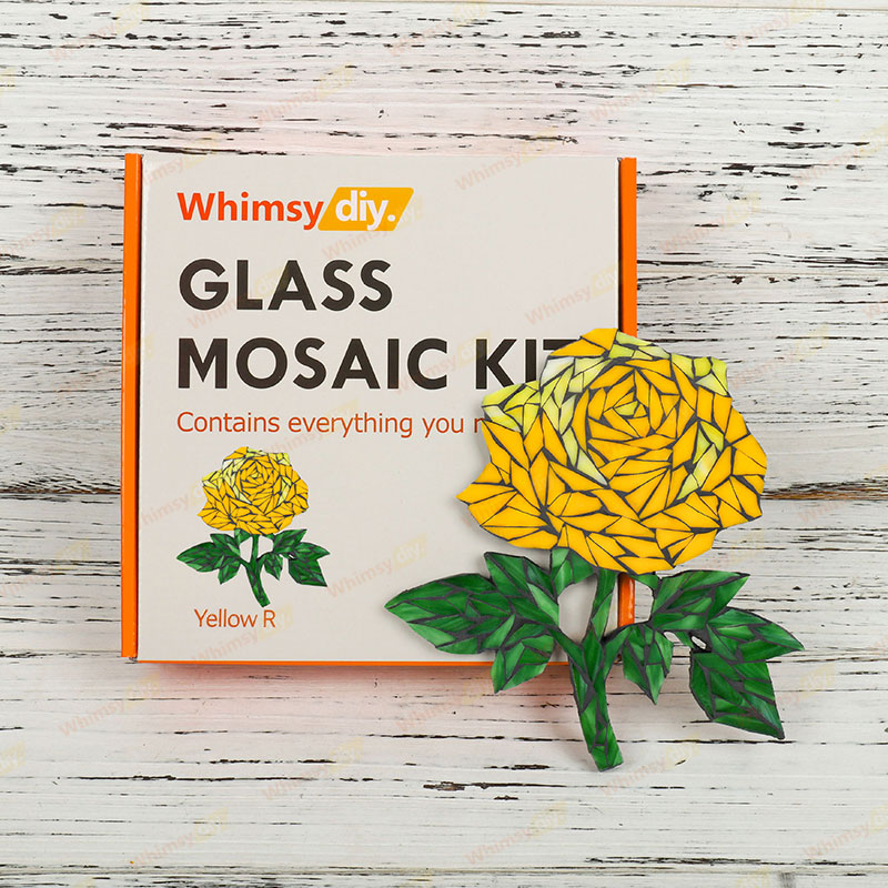 Whimsy DIY Yellow Rose Glass Mosaic Kit Puzzles