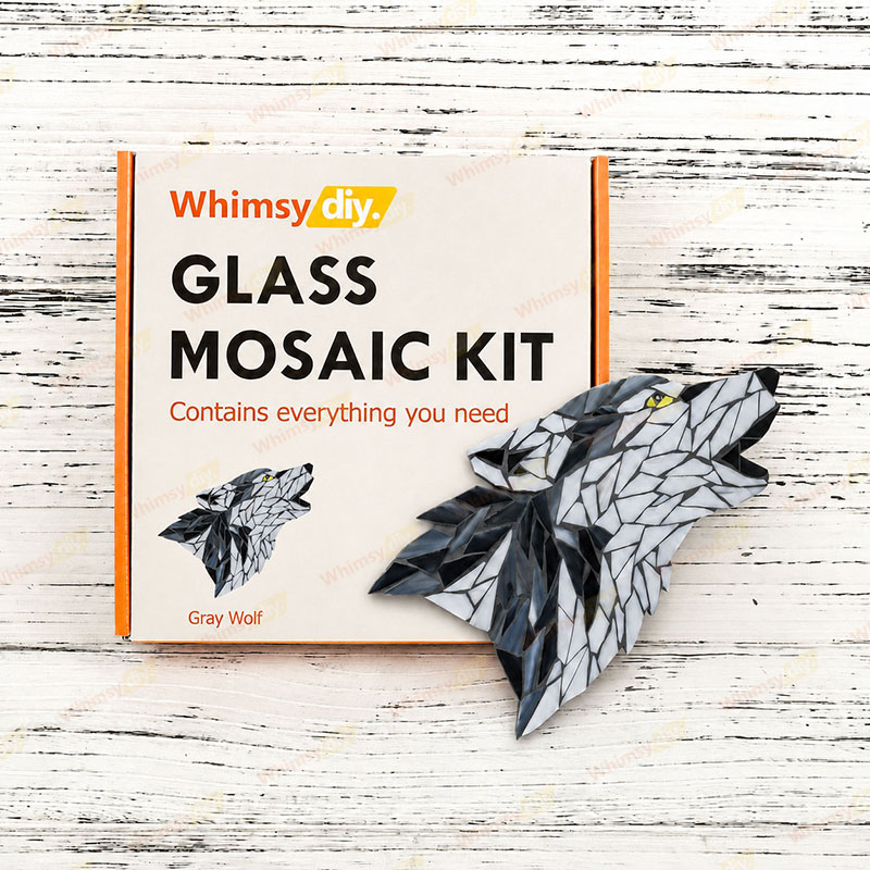 Whimsy DIY Gray Wolf Glass Mosaic Kit Puzzles