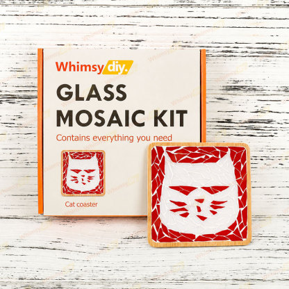 Whimsy DIY cat Coaster Glass Mosaic Kit Puzzles