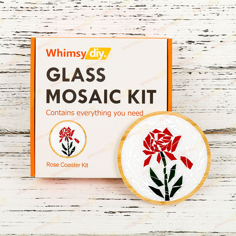 Whimsy DIY Rose Coaster Glass Mosaic Kit Puzzles
